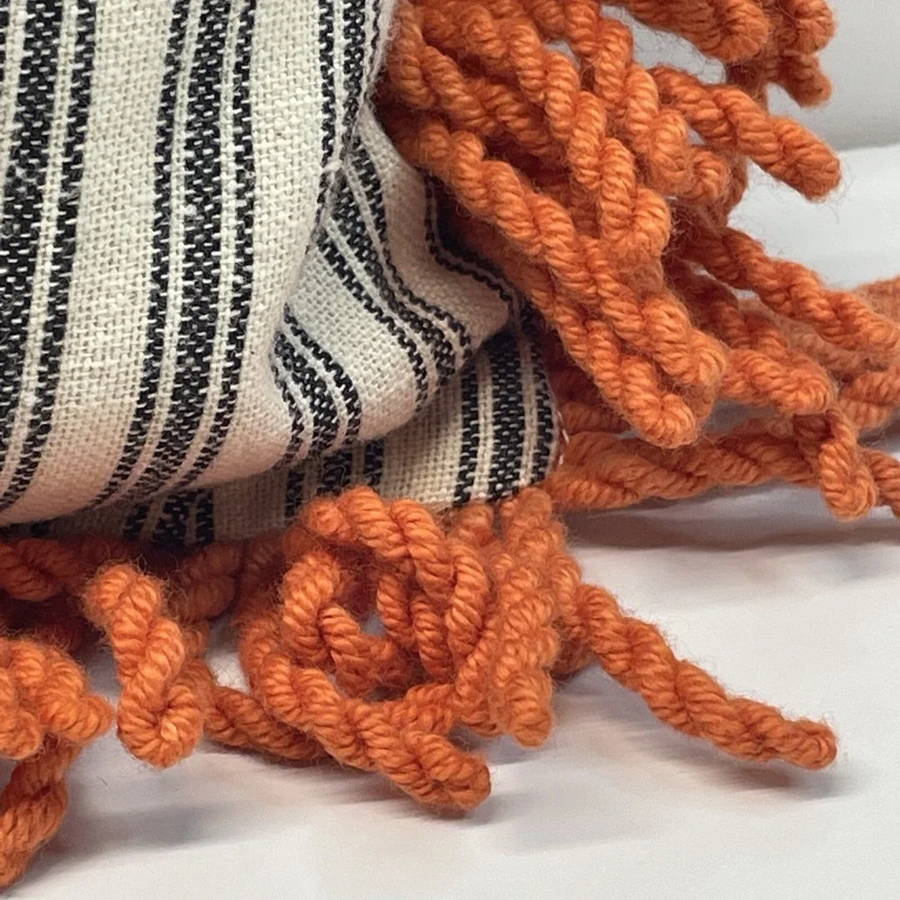 Vintage‎ Halloween Pillow Handmade Baby in Pumpkin Orange Fringe 14